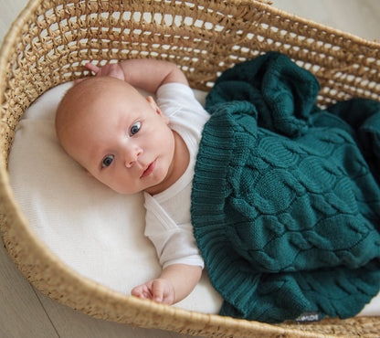 Merino Wool Baby Blanket - Bottle Green