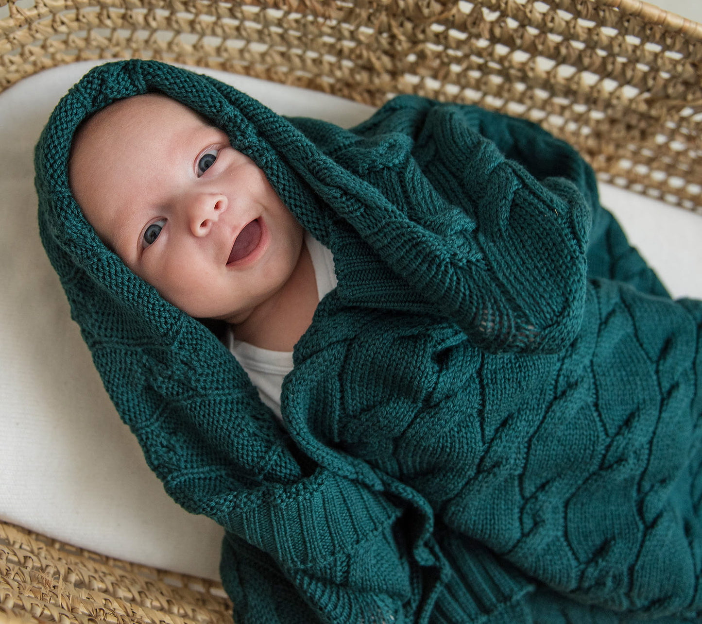 Merino Wool Baby Blanket - Bottle Green