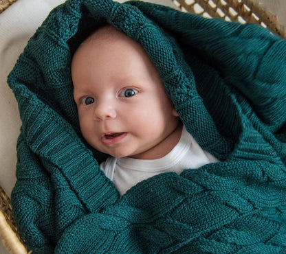 Merino Wool Baby Blanket - Bottle Green