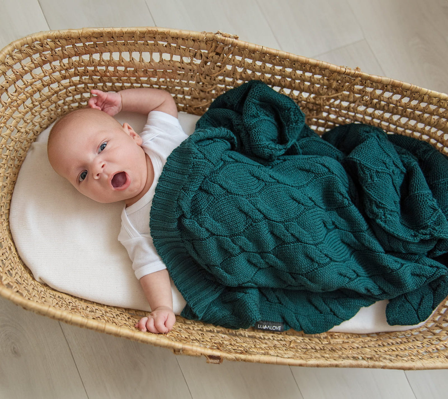 Merino Wool Baby Blanket - Bottle Green