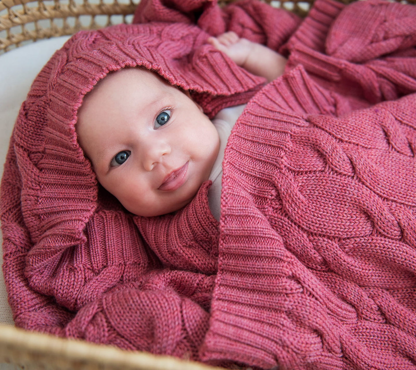 Merino Wool Baby Blanket - Raspberry