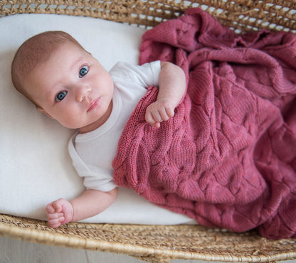 Merino Wool Baby Blanket - Raspberry