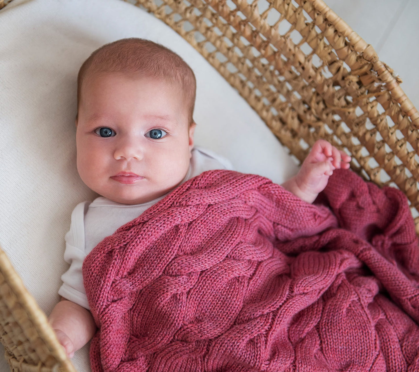 Merino Wool Baby Blanket - Raspberry