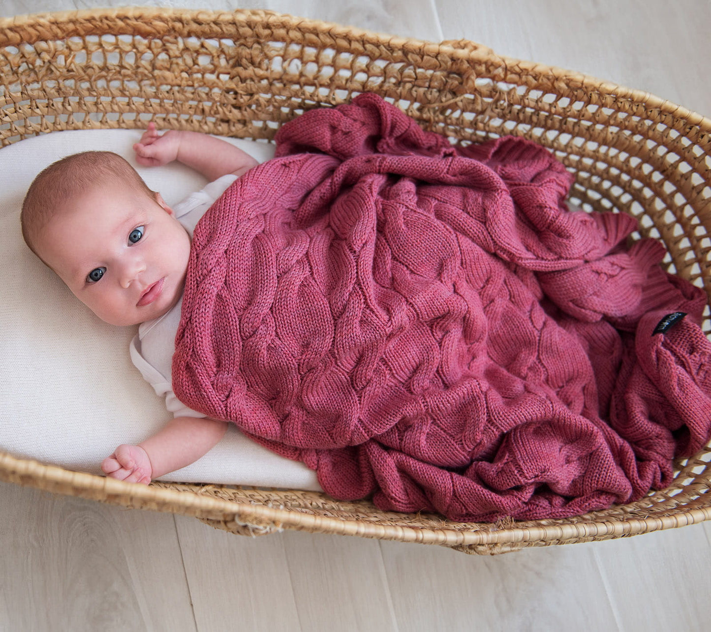 Merino Wool Baby Blanket - Raspberry