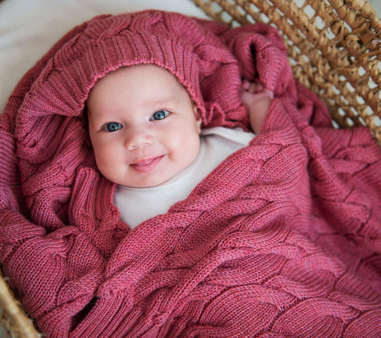 Merino Wool Baby Blanket - Raspberry