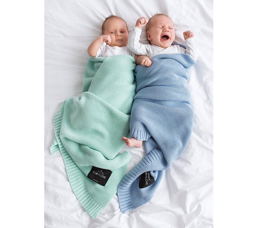 Bamboo baby blanket - Mint - Classic knit Blanket Lullalove UK 