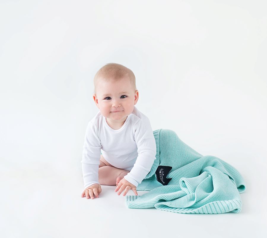 Bamboo baby blanket - Mint - Classic knit Blanket Lullalove UK 