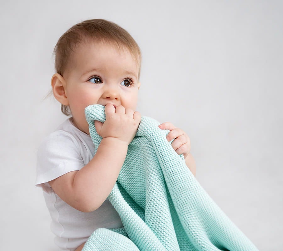 Bamboo baby blanket - Mint - Classic knit Blanket Lullalove UK 